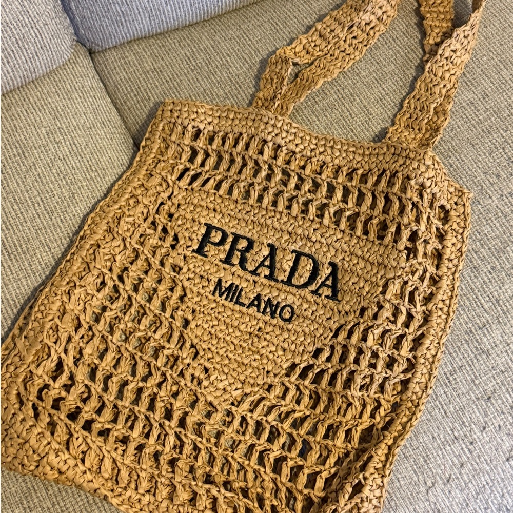 Prada Brown Woven Tote Bag